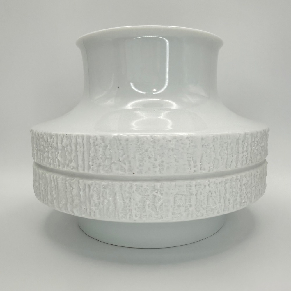 Mid Century Modern White Textured Ceramic‎ Vase Decor Thomas Germany MCM Space - Picture 2 of 9